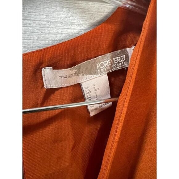 Rust Orange Long Sleeve V-Neck Romper With Back Zipper By Forever 21 Contemporar - Picture 6 of 7